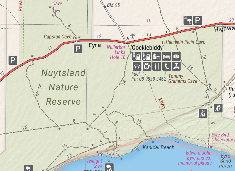 Nullarbor Plain - Western Map - Kalgoorlie to Border Village - HEMA