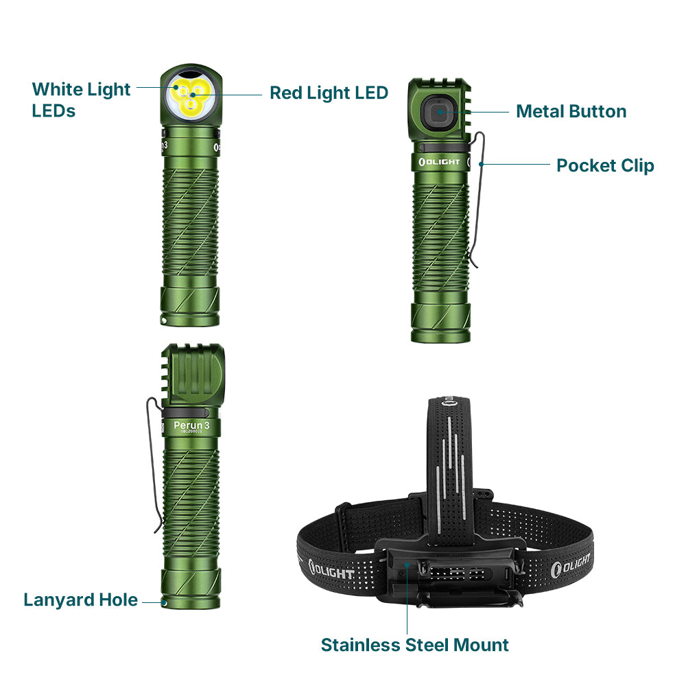 Olight Perun 3 Versatile Led Rechargeable Head Torch from Head to Hand