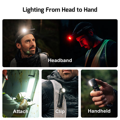 Olight Perun 3 Versatile Led Rechargeable Head Torch from Head to Hand