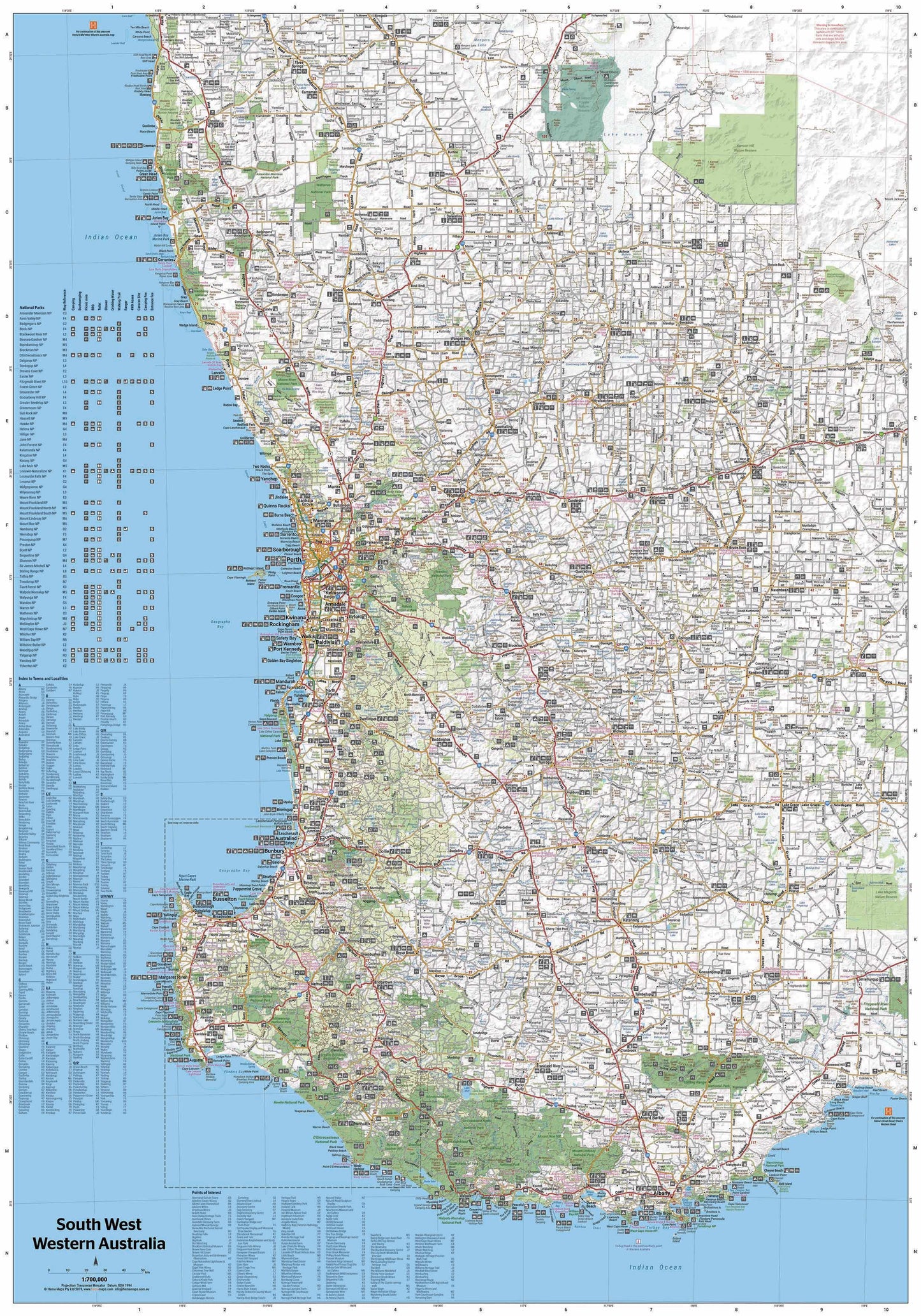 South West Western Australia Fold Out Map - HEMA