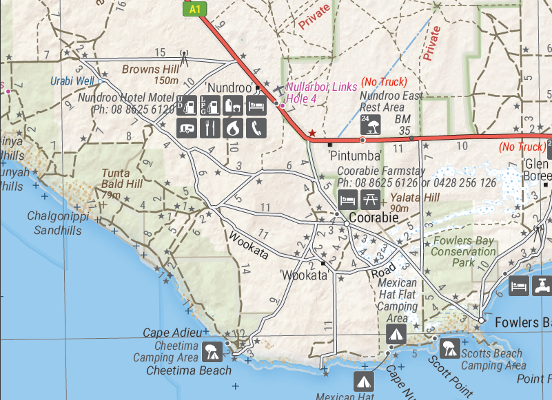 Nullarbor Plain - Eastern Map - Border Village to Port Pirie - HEMA