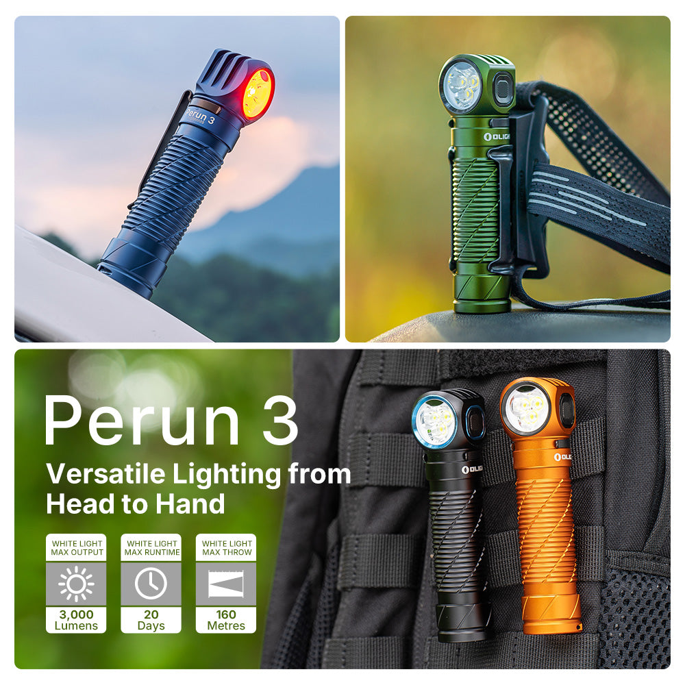 Olight Perun 3 Versatile Led Rechargeable Head Torch from Head to Hand