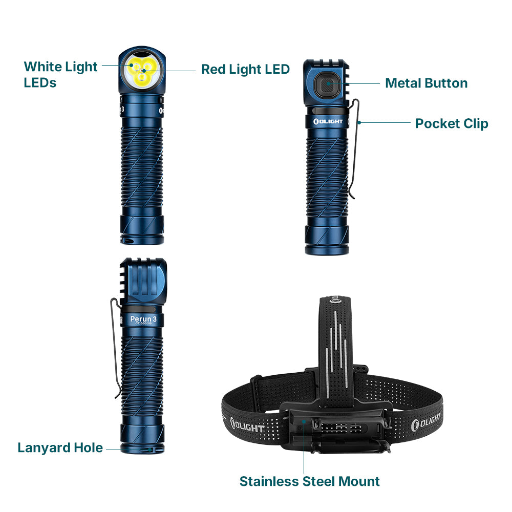 Olight Perun 3 Versatile Led Rechargeable Head Torch from Head to Hand